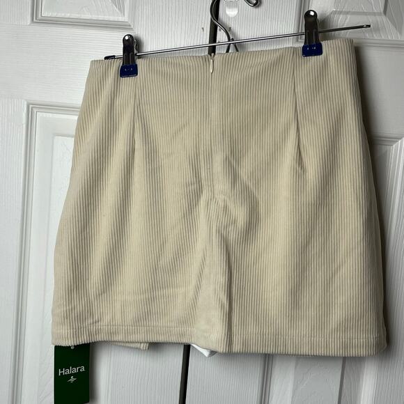 Halara High Waisted Back Zipper Split Hem 2-in-1 Corduroy Casual Skirt Brown M - Picture 3 of 12